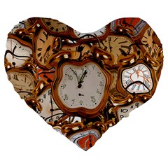 Time Clock Watches Large 19  Premium Heart Shape Cushions by Mariart