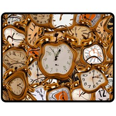 Time Clock Watches Double Sided Fleece Blanket (medium)  by Mariart