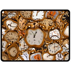 Time Clock Watches Double Sided Fleece Blanket (large)  by Mariart