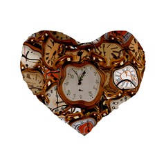 Time Clock Watches Standard 16  Premium Flano Heart Shape Cushions by Mariart