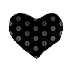 Geometric Pattern - Black Standard 16  Premium Flano Heart Shape Cushions by WensdaiAmbrose