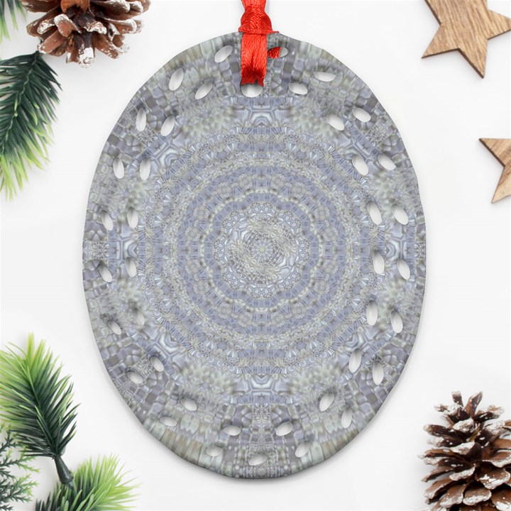 Lace Flower Planet And Decorative Star Oval Filigree Ornament (Two Sides)