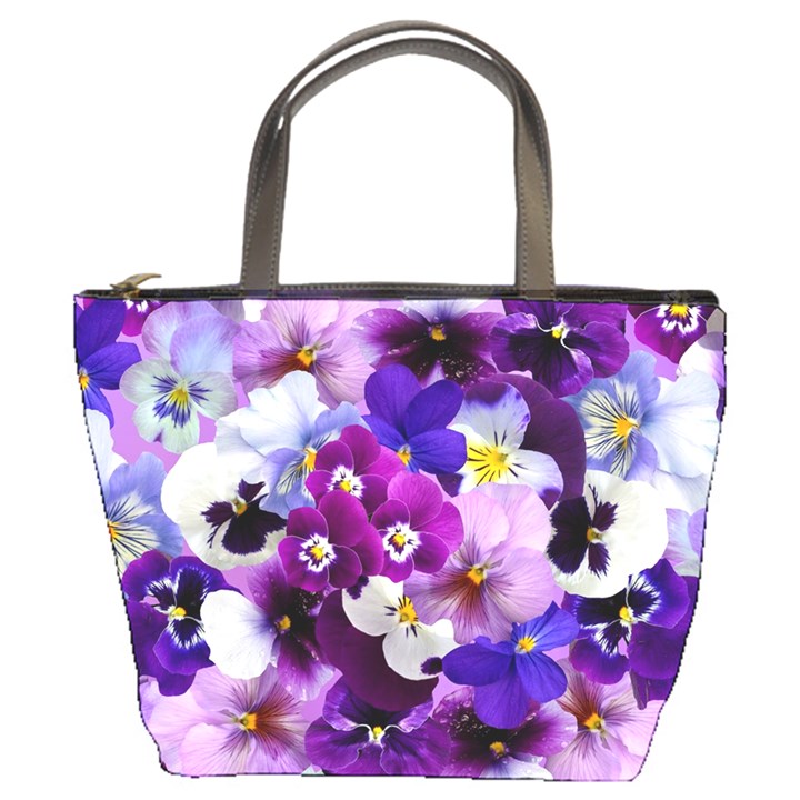 Pretty Purple Pansies Bucket Bag