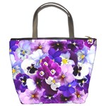 Pretty Purple Pansies Bucket Bag Back