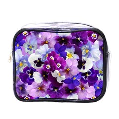 Pretty Purple Pansies Mini Toiletries Bag (one Side)