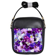 Pretty Purple Pansies Girls Sling Bag