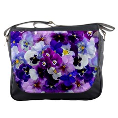 Pretty Purple Pansies Messenger Bag