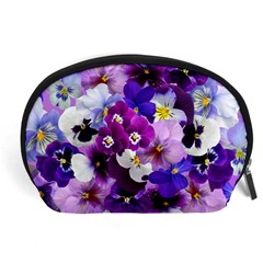 Pretty Purple Pansies Accessory Pouch (large) by retrotoomoderndesigns