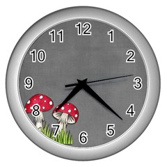 Mushroom Season Wall Clock (silver) by WensdaiAmbrose