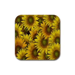 Surreal Sunflowers Rubber Coaster (square)  by retrotoomoderndesigns