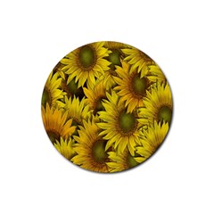 Surreal Sunflowers Rubber Coaster (round)  by retrotoomoderndesigns