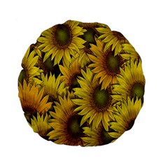 Surreal Sunflowers Standard 15  Premium Flano Round Cushions by retrotoomoderndesigns