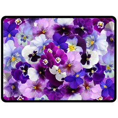 Pretty Purple Pansies Double Sided Fleece Blanket (large)  by retrotoomoderndesigns