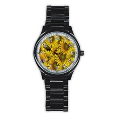 Surreal Sunflowers Stainless Steel Round Watch by retrotoomoderndesigns