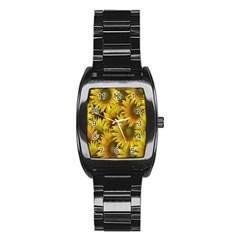 Surreal Sunflowers Stainless Steel Barrel Watch by retrotoomoderndesigns