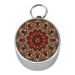 Mandala - Red & Teal Mini Silver Compasses by WensdaiAmbrose