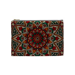 Mandala - Red & Teal Cosmetic Bag (medium) by WensdaiAmbrose