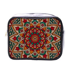 Mandala - Red & Teal Mini Toiletries Bag (one Side) by WensdaiAmbrose