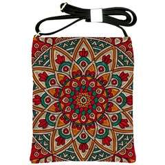 Mandala - Red & Teal Shoulder Sling Bag by WensdaiAmbrose