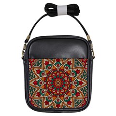 Mandala - Red & Teal Girls Sling Bag by WensdaiAmbrose