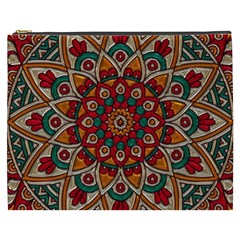 Mandala - Red & Teal Cosmetic Bag (xxxl) by WensdaiAmbrose