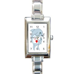 Dolphin Love Rectangle Italian Charm Watch by retrotoomoderndesigns