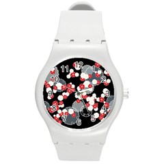 Plumflower Round Plastic Sport Watch (m) by WensdaiAmbrose