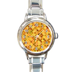 Square Pattern Diagonal Round Italian Charm Watch by Mariart