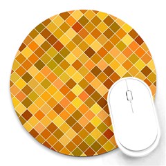 Square Pattern Diagonal Round Mousepads by Mariart