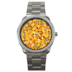 Square Pattern Diagonal Sport Metal Watch by Mariart