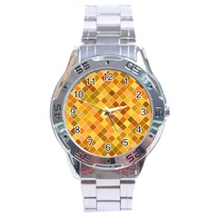 Square Pattern Diagonal Stainless Steel Analogue Watch by Mariart