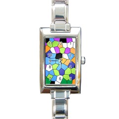 Stained Glass Colourful Pattern Rectangle Italian Charm Watch by Mariart