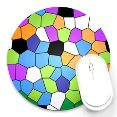 Stained Glass Colourful Pattern Round Mousepads by Mariart