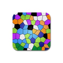 Stained Glass Colourful Pattern Rubber Square Coaster (4 Pack)  by Mariart