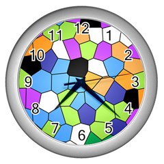 Stained Glass Colourful Pattern Wall Clock (silver) by Mariart