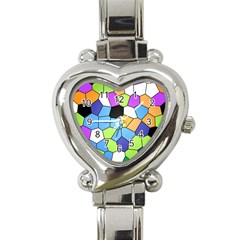 Stained Glass Colourful Pattern Heart Italian Charm Watch by Mariart