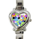 Stained Glass Colourful Pattern Heart Italian Charm Watch Front