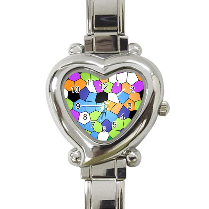 Stained Glass Colourful Pattern Heart Italian Charm Watch