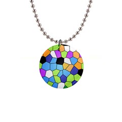 Stained Glass Colourful Pattern 1  Button Necklace by Mariart