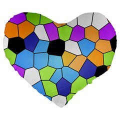 Stained Glass Colourful Pattern Large 19  Premium Heart Shape Cushions by Mariart