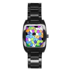 Stained Glass Colourful Pattern Stainless Steel Barrel Watch by Mariart