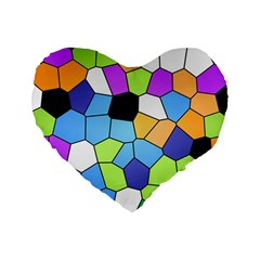 Stained Glass Colourful Pattern Standard 16  Premium Flano Heart Shape Cushions by Mariart