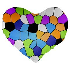 Stained Glass Colourful Pattern Large 19  Premium Flano Heart Shape Cushions by Mariart