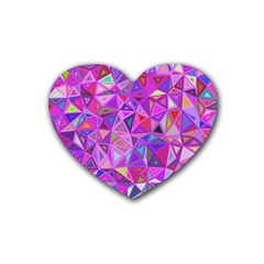 Pink Triangle Background Abstract Heart Coaster (4 Pack)  by Mariart