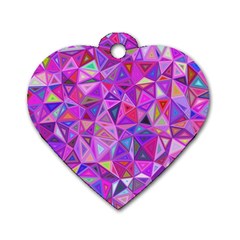 Pink Triangle Background Abstract Dog Tag Heart (two Sides) by Mariart