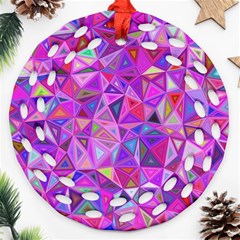 Pink Triangle Background Abstract Round Filigree Ornament (two Sides) by Mariart