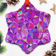 Pink Triangle Background Abstract Snowflake Ornament (two Sides) by Mariart