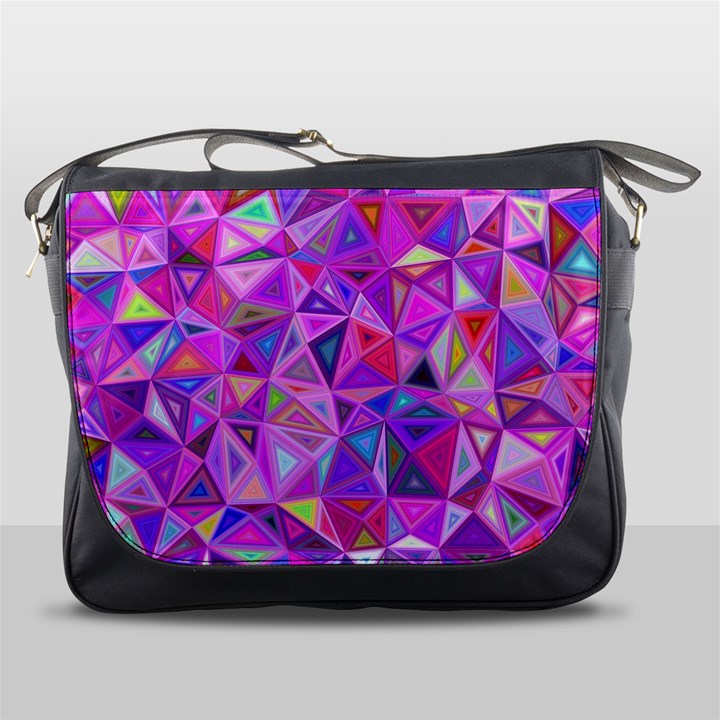 Pink Triangle Background Abstract Messenger Bag