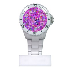 Pink Triangle Background Abstract Plastic Nurses Watch by Mariart