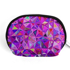 Pink Triangle Background Abstract Accessory Pouch (medium) by Mariart